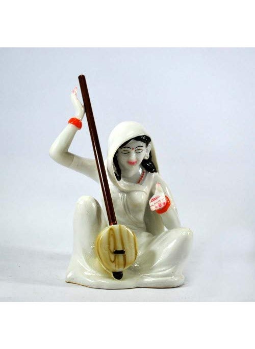 SN Handicrafts SN Handicrafts Resin Meera Bai Playing Instrument Showpiece Standard Multicolor  - Image 3