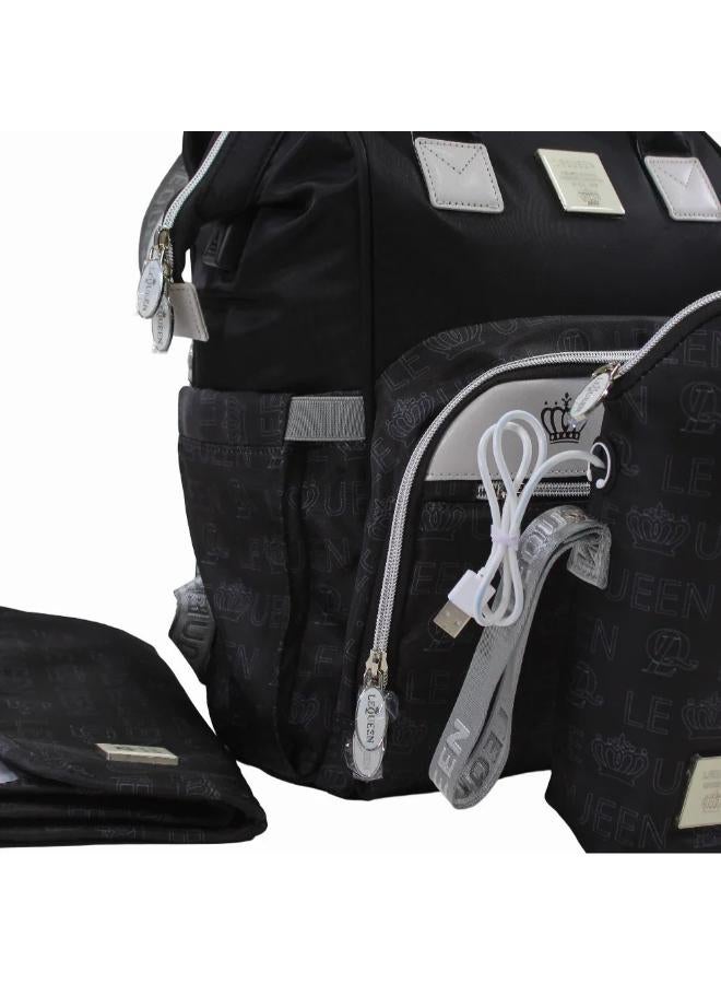 LeQueen Diamond 7th Special Edition Soft Waterproof Diaper Bag - Black - Image 3