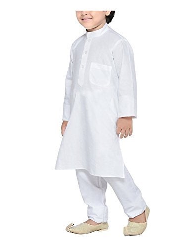 Royal Kurta Royal 100% Cotton Kurta Pyjama Set For Kids (White) - Image 3