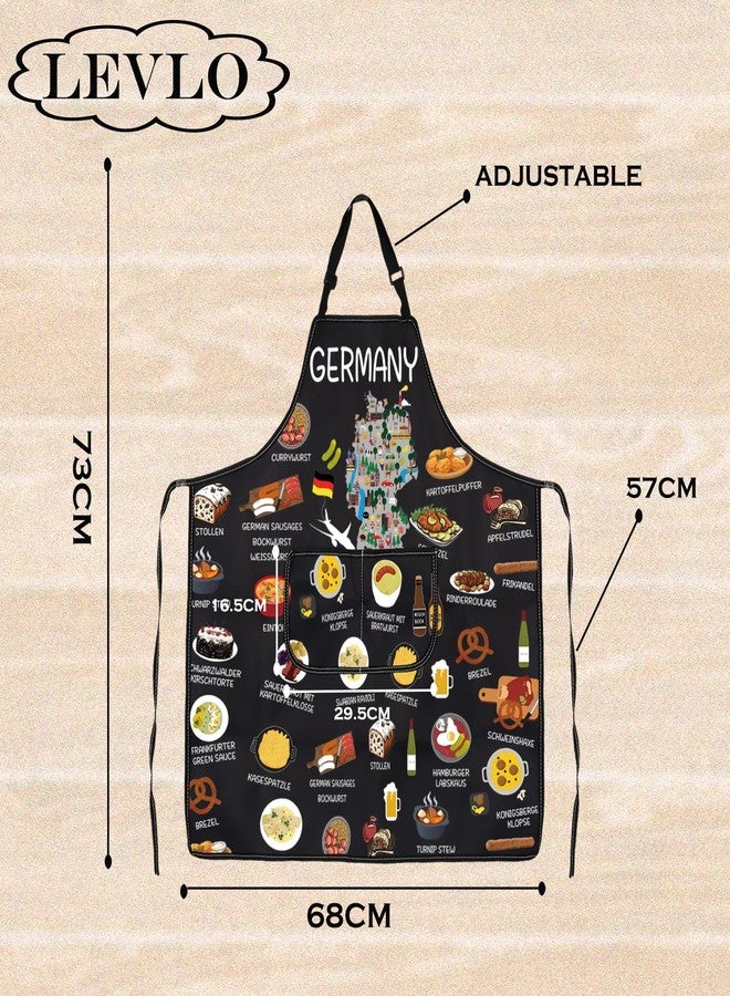 LEVLO Germany Country Map Europe Cuisine Lover Kitchen Apron Mom Dad BFF German Food Cooking Travel Apron (GERMANY) - Image 2