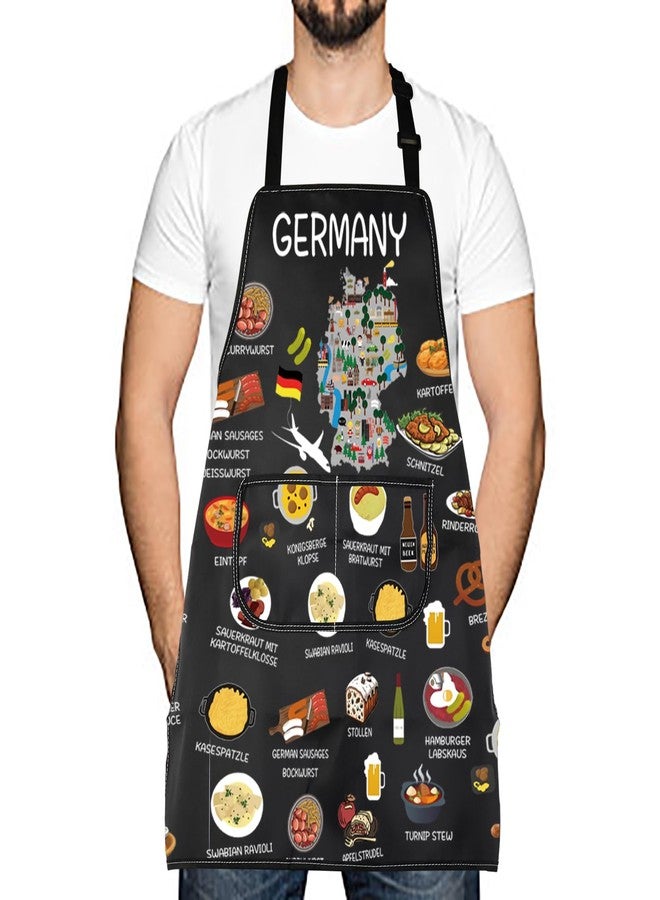 LEVLO Germany Country Map Europe Cuisine Lover Kitchen Apron Mom Dad BFF German Food Cooking Travel Apron (GERMANY) - Image 1