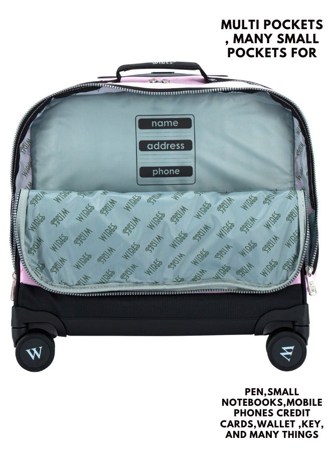 Wires 3 Piece Kids School Trolley Bag laptop compartment 8 Wheels With Lunch bag & Pencil Case  - Image 3