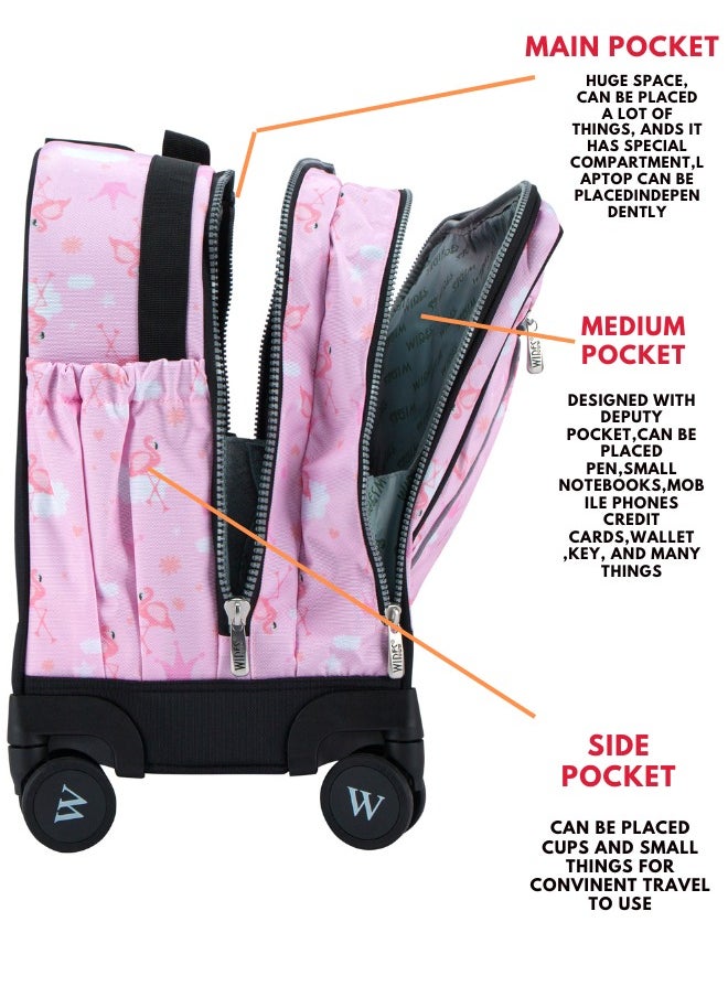 Wires 3 Piece Kids School Trolley Bag laptop compartment 8 Wheels With Lunch bag & Pencil Case  - Image 4