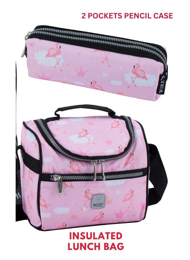 Wires 3 Piece Kids School Trolley Bag laptop compartment 8 Wheels With Lunch bag & Pencil Case  - Image 5
