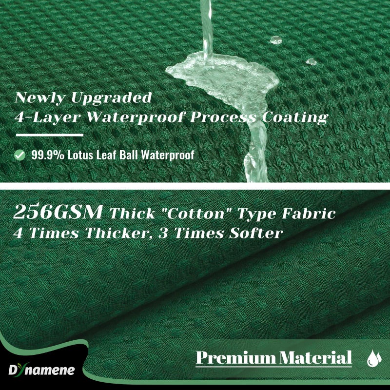 Dynamene Dark Green Fabric Starta - Waffle Weave Sendered Screency Duty Dame Stertains للحمام 256GSM فندق ستارة حمام مرجحة مع 12 خطاف 72 × 72 - Image 3