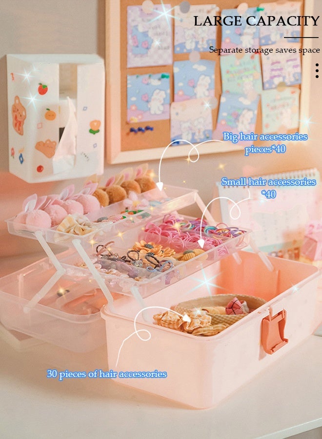 DUNISO Three-Layer Clear Plastic Storage Box,Folding Tool Box,Multipurpose Stationery Storage Box With Hidden Handle,Large Capacity Storage Box for Hair accessories and cosmetics - Image 5