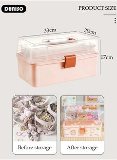 DUNISO Three-Layer Clear Plastic Storage Box,Folding Tool Box,Multipurpose Stationery Storage Box With Hidden Handle,Large Capacity Storage Box for Hair accessories and cosmetics  - Image 4