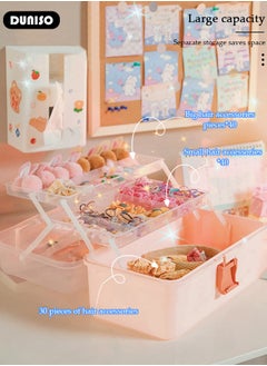 DUNISO Three-Layer Clear Plastic Storage Box,Folding Tool Box,Multipurpose Stationery Storage Box With Hidden Handle,Large Capacity Storage Box for Hair accessories and cosmetics  - Image 3