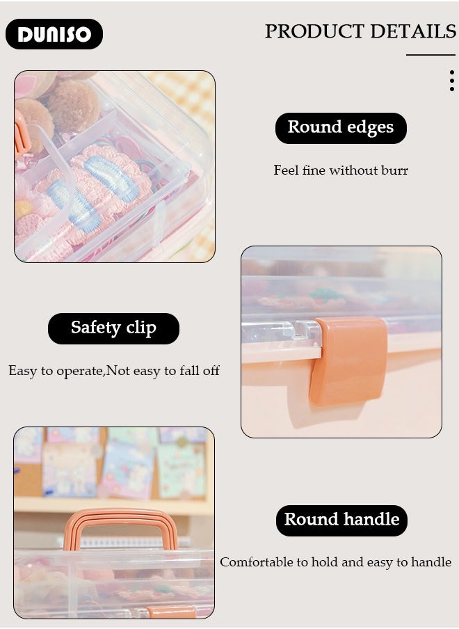 DUNISO Three-Layer Clear Plastic Storage Box,Folding Tool Box,Multipurpose Stationery Storage Box With Hidden Handle,Large Capacity Storage Box for Hair accessories and cosmetics  - Image 5