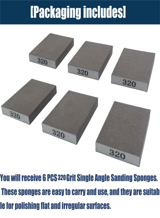 Tonmp 6 PCS 320 Grit Hand Sanding Blocks Set - Superfine Sander Sponge, Wet and Dry Dual-use Sanding Sponges, Washable and Reusable, Ideal for Wood Metal Wall Polish - Image 4