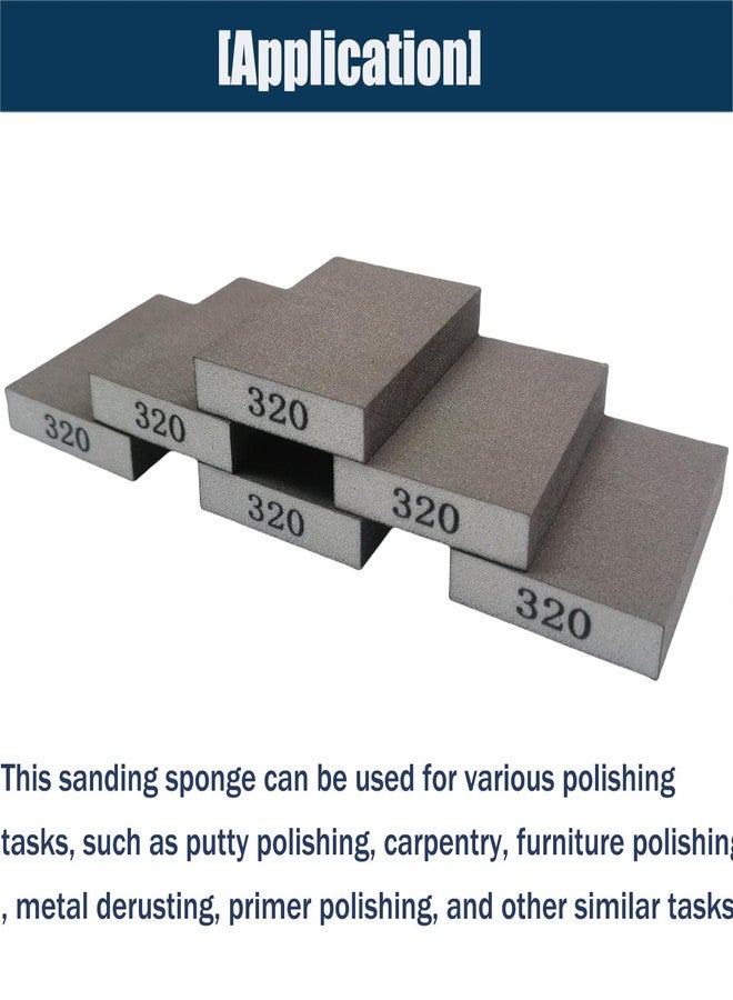 Tonmp 6 PCS 320 Grit Hand Sanding Blocks Set - Superfine Sander Sponge, Wet and Dry Dual-use Sanding Sponges, Washable and Reusable, Ideal for Wood Metal Wall Polish - Image 5