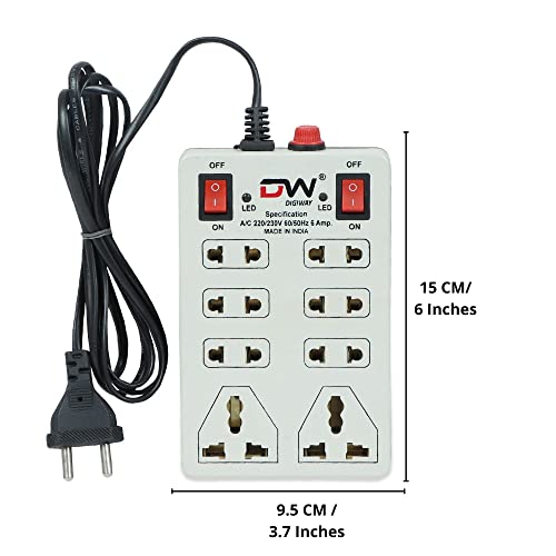 Digiway 8+2 Mini Strip Extension Cord (Cord Length:2.0 Meter, Beige) - Image 2