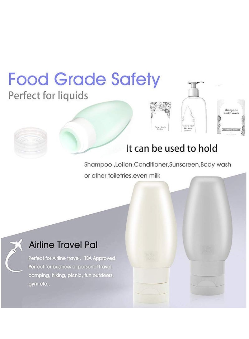 Silicone Travel Bottles Set, 3 oz Leak-Proof Squeeze Containers for Shampoo, Soap, Makeup Remover, and Body Wash - 6 Pack Refillable Travel Accessories. - Image 2