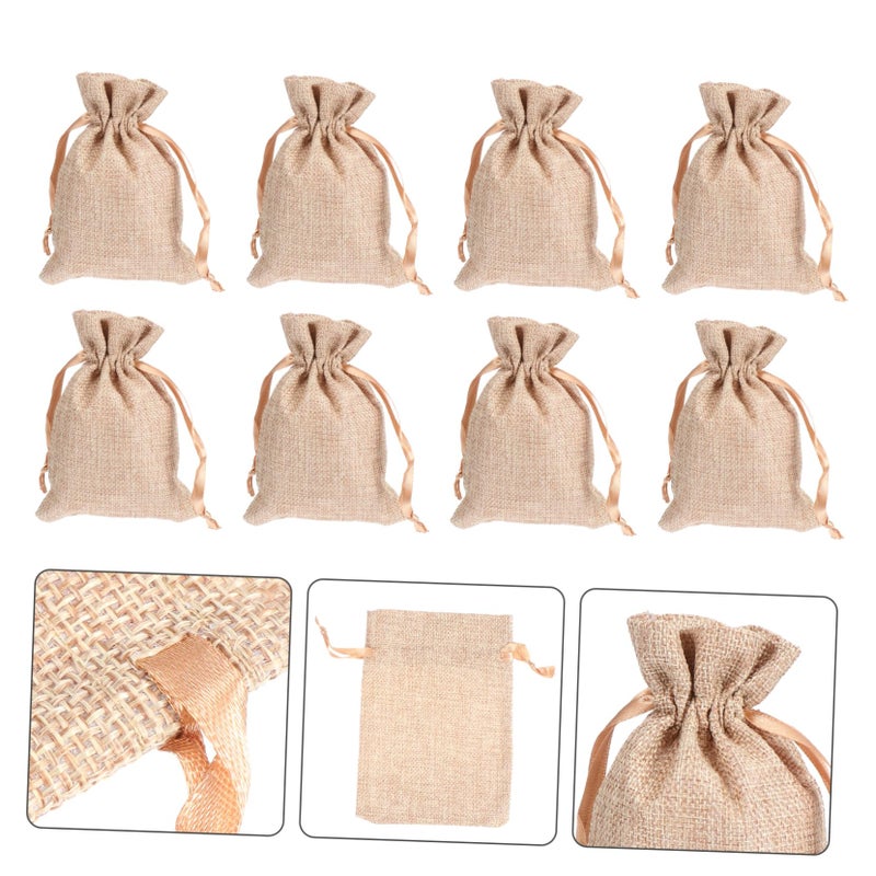 Linen Drawstring Storage Bags Set For Jewelry Organizing Colorful Washable Odorless - Image 5