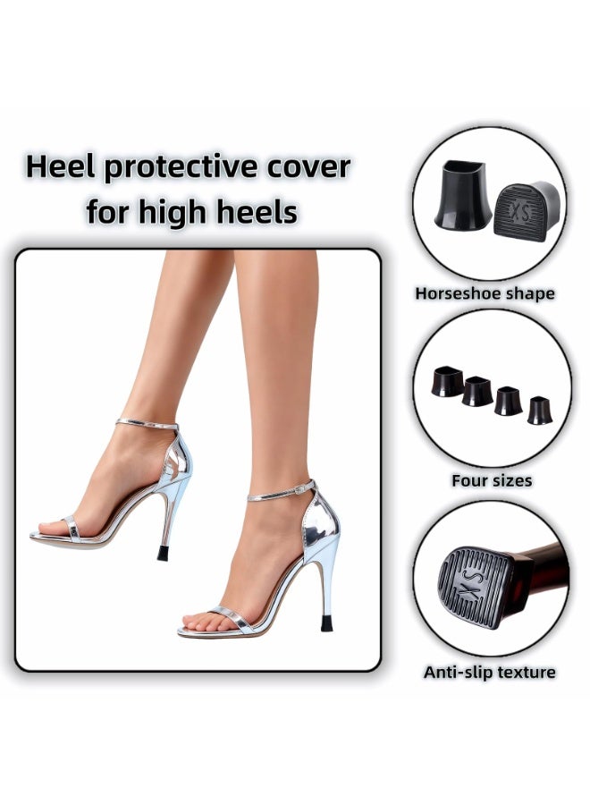 Black TPU Heel Protectors for High Heels & Stilettos, 4-Pair Multi-Size Kit - Non-Slip, Noise Reducing Heel Tips for Outdoor Use - Image 5