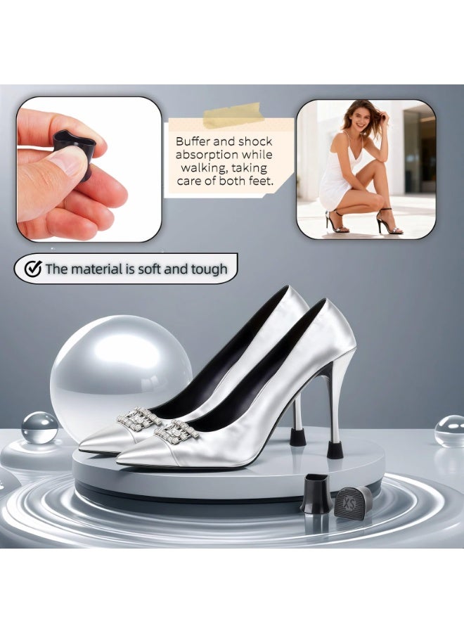 Black TPU Heel Protectors for High Heels & Stilettos, 4-Pair Multi-Size Kit - Non-Slip, Noise Reducing Heel Tips for Outdoor Use - Image 3