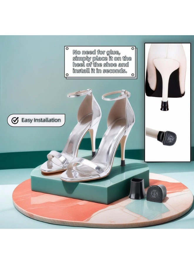Black TPU Heel Protectors for High Heels & Stilettos, 4-Pair Multi-Size Kit - Non-Slip, Noise Reducing Heel Tips for Outdoor Use - Image 2