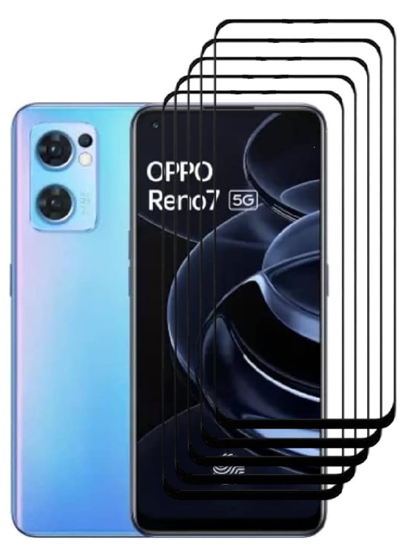 AINA 5 Pieces Tempered Glass Screen Protector 5D Designed For Oppo Reno7 5G Full Glue Edge to Edge Full Screen Coverage And Bubble Free - Image 1