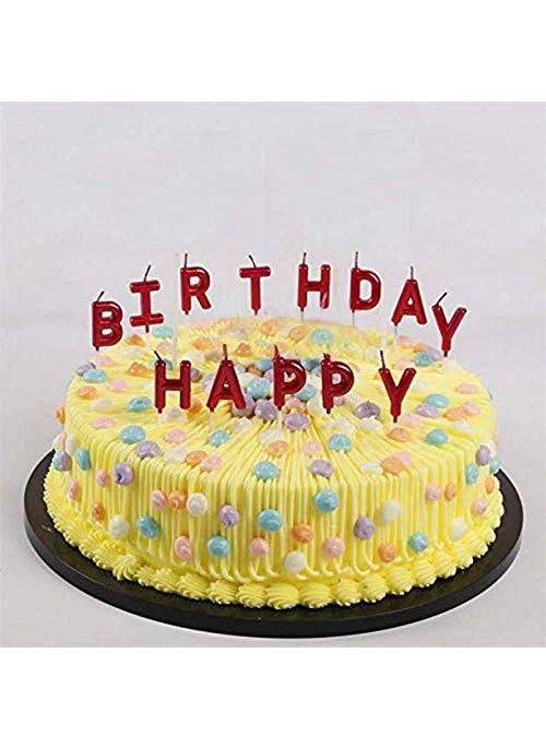 LB L B Happy Birthday Candle Candle for 1st Birthday Happy Birthday Candle for Birthday Theme Happy Birthday Candles for Cake Cake Topper Red  - Image 3