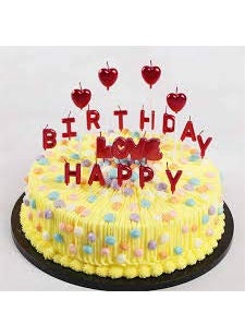 LB L B Happy Birthday Candle Candle for 1st Birthday Happy Birthday Candle for Birthday Theme Happy Birthday Candles for Cake Cake Topper Red  - Image 2