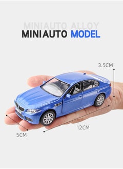 موديل كار نموذج سيارة BMW M5 1/36، سيارة طراز BMW، سيارة لعبة من سبائك الزنك للأطفال، لعبة سيارات سحب للخلف للأطفال الصغار هدية للأولاد والبنات 12*5*3.5 سم (أزرق)  - Image 3