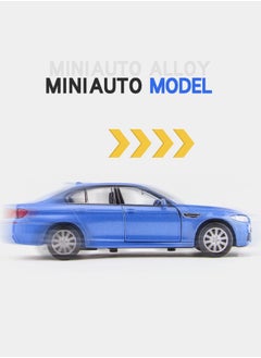 موديل كار نموذج سيارة BMW M5 1/36، سيارة طراز BMW، سيارة لعبة من سبائك الزنك للأطفال، لعبة سيارات سحب للخلف للأطفال الصغار هدية للأولاد والبنات 12*5*3.5 سم (أزرق)  - Image 5