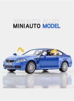 موديل كار نموذج سيارة BMW M5 1/36، سيارة طراز BMW، سيارة لعبة من سبائك الزنك للأطفال، لعبة سيارات سحب للخلف للأطفال الصغار هدية للأولاد والبنات 12*5*3.5 سم (أزرق)  - Image 4