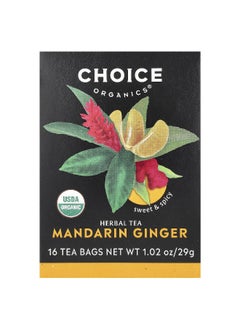 Choice Organic Teas Choice Organic Teas, Herbal Tea, Mandarin Ginger, Caffeine Free, 16 Tea Bags, 1.02 oz (29 g)  - Image 1