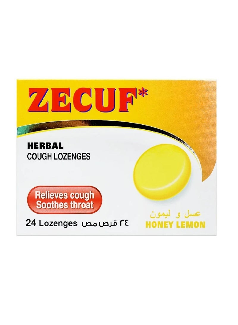 Zecuf Relieves Cough Soothes Throat 24 Lozenges Honey Lemon