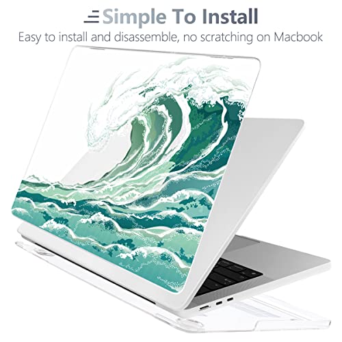 Batianda for New MacBook Air 13.6 inch Case with M4 M3 M2 Chip 2025 2024 2022 Release Model A3240/A2681/A3113 Designed Protective Plastic Hardshell & Keyboard Cover & Screen Protector, Waves - Image 3