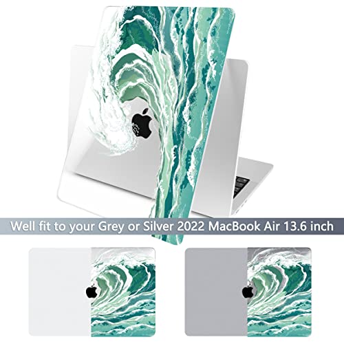 Batianda for New MacBook Air 13.6 inch Case with M4 M3 M2 Chip 2025 2024 2022 Release Model A3240/A2681/A3113 Designed Protective Plastic Hardshell & Keyboard Cover & Screen Protector, Waves - Image 2