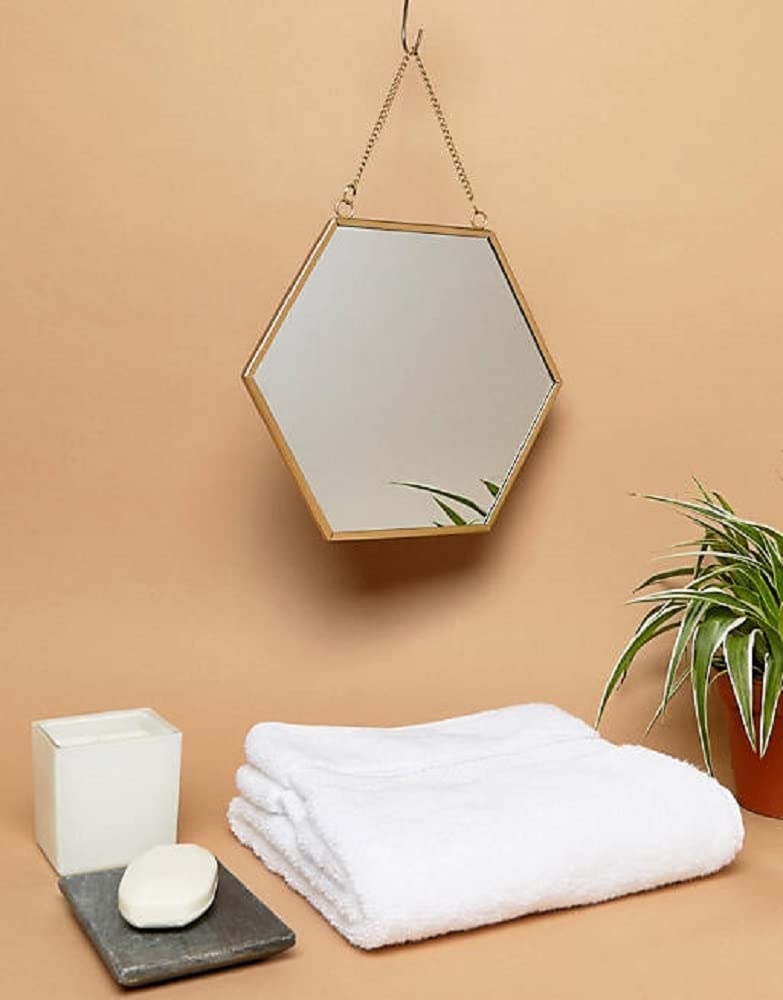 ARTINCO- Art India Collections Mirror Hexagonal Wall Hanging Mirror 8x9 inches (Gold, ?Framed) - Image 3