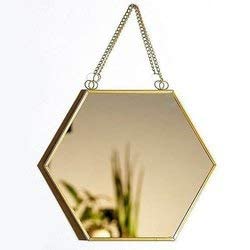 ARTINCO- Art India Collections Mirror Hexagonal Wall Hanging Mirror 8x9 inches (Gold, ?Framed) - Image 4