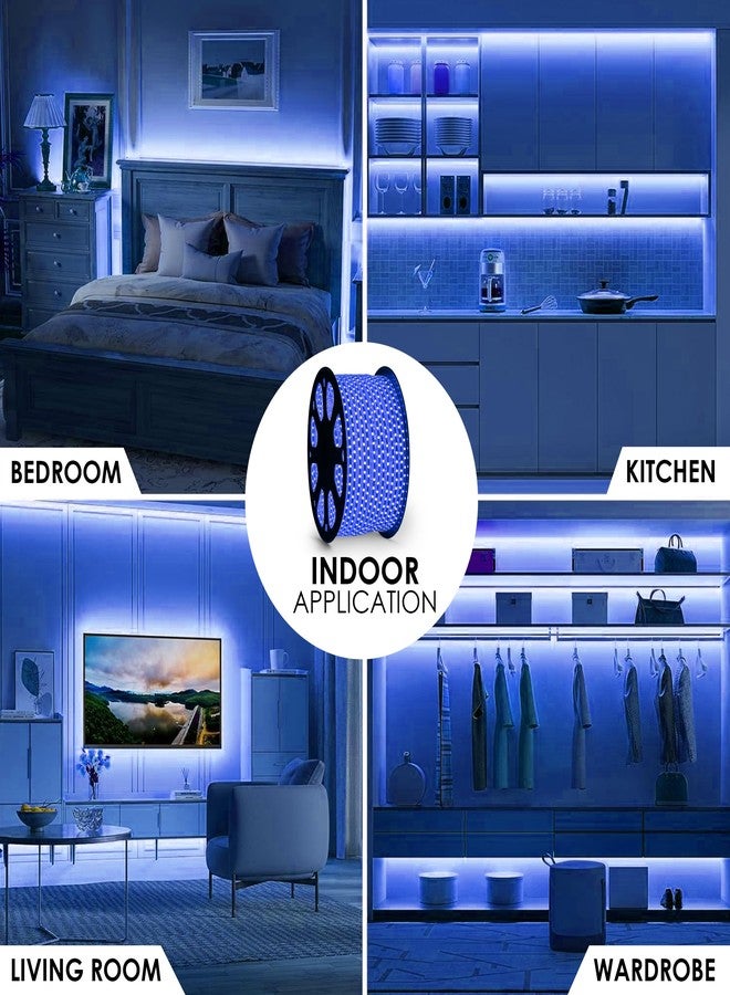 Gesto 5 Meter Rope LED Strip Lights | 120 LED/Mtr Waterproof Outdoor Lights for Balcony, Home Decor, Cove Light for False Ceiling | Flexible, Cuttable Strip Light for Diwali Decoration - Blue - Image 3