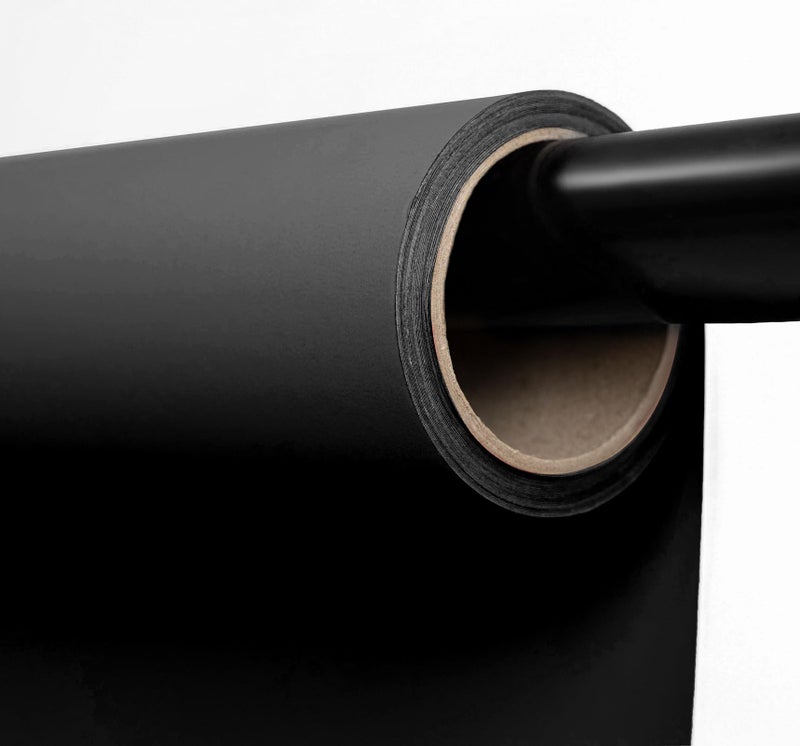 Kate Seamless Paper Backdrop Black Seamless Backdrop Paper Rolls (53''x16.4' Jet) - Image 1