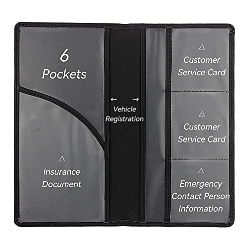 Miunice Car Registration and Insurance Holder, Premium Pu Leather Vehicle Glove Box Organizer - for Driver License, Cards & Essential Documents (L-Black) - Image 4