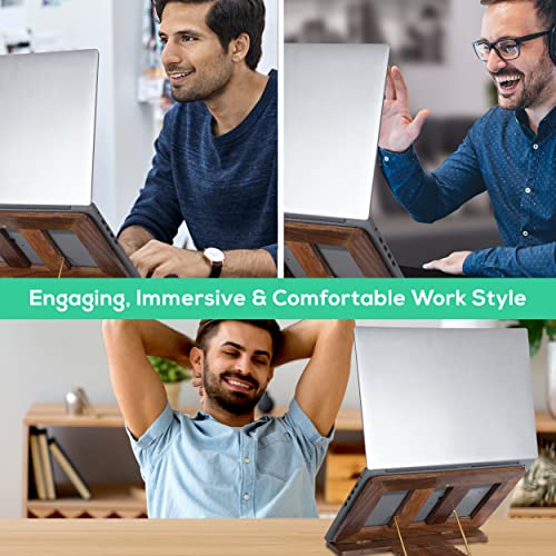 DnU Avenue Adjustable Wooden Laptop Stand for Desk | Foldable Mango Wood Laptop Riser for MacBook & Notebooks up to 17.3" | Portable & Ergonomic Design - Image 4