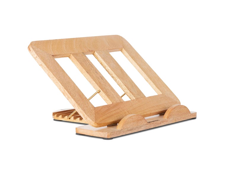 DnU Avenue Adjustable Wooden Laptop Stand for Desk | Foldable Mango Wood Laptop Riser for MacBook & Notebooks up to 17.3" | Portable & Ergonomic Design - Image 2