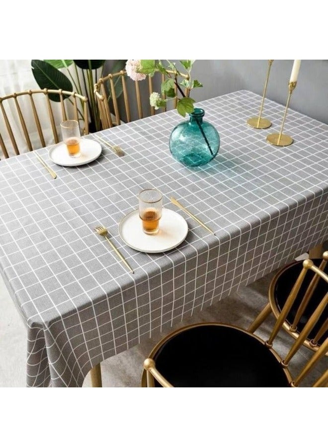 Happy Home Waterproof PVC Tablecloth, Elegant Dustproof Rectangular Tablecloth (137 x 183cm) Grey - Image 3