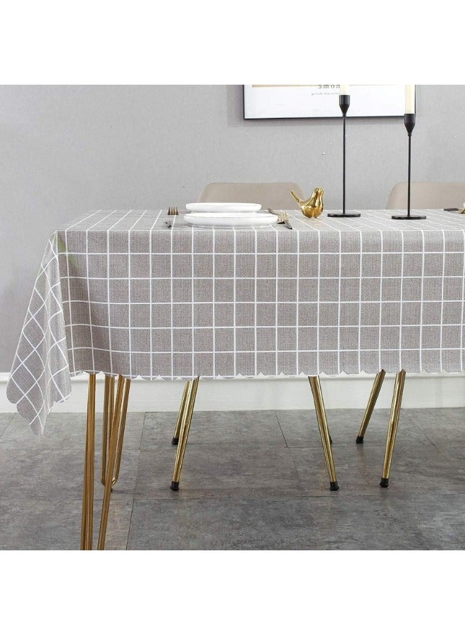 Happy Home Waterproof PVC Tablecloth, Elegant Dustproof Rectangular Tablecloth (137 x 183cm) Grey - Image 5
