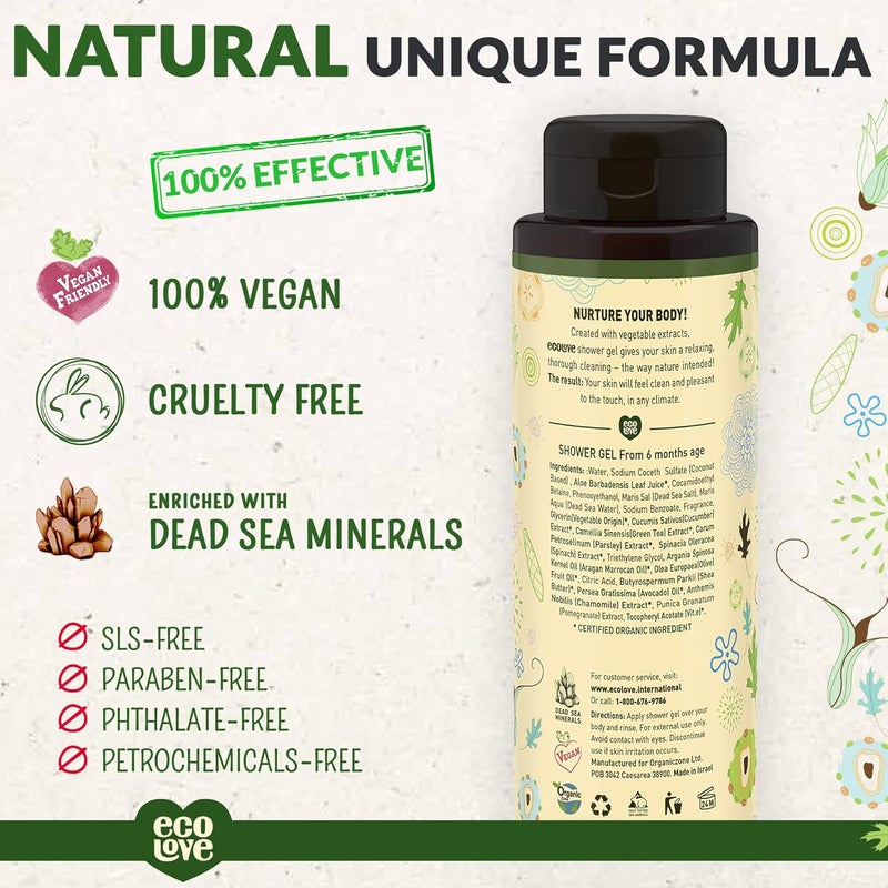 ecoLove Natural Moisturizing Body Wash for Dry Skin With Organic Cucumber No SLS or Parabens Vegan and CrueltyFree Shower Gel 176 oz - Image 2
