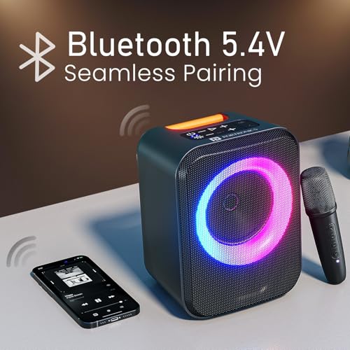 Portronics 30W Apollo 30 Wireless Bluetooth Portable Speaker with Wireless Karaoke Mic, Echo Control, 5 Hour Playtime, RGB LED Light, Bluetooth V5.4, Easy Grab Handle, USB in, Type C Charging(Black) - Image 3