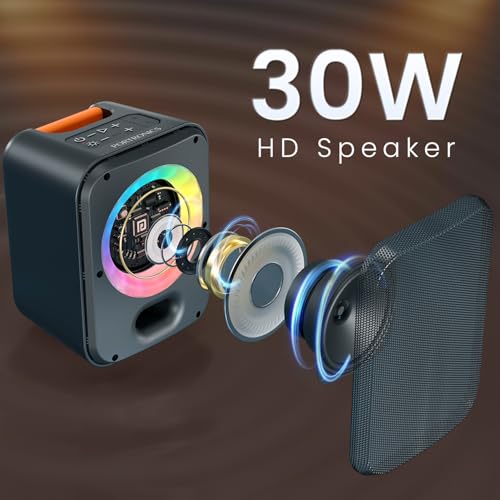 Portronics 30W Apollo 30 Wireless Bluetooth Portable Speaker with Wireless Karaoke Mic, Echo Control, 5 Hour Playtime, RGB LED Light, Bluetooth V5.4, Easy Grab Handle, USB in, Type C Charging(Black) - Image 5