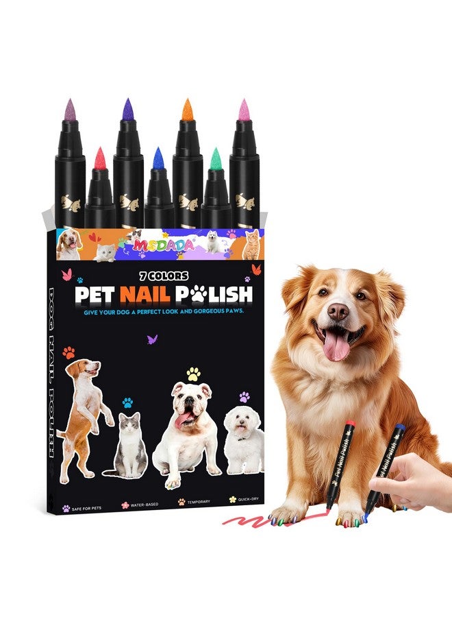 MSDADA Dog Nail Polish Pens Quick Dry - 7 Colors Pet Nail Polish Set for Dogs, Dog Safe Easy Application Nail Polish Pens for Dog Nail Art, Fast Dry Girl Doggy Nail Polish - Great Puppy Nail Pawlish Set - Image 1