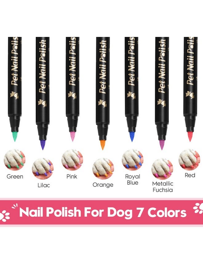 MSDADA Dog Nail Polish Pens Quick Dry - 7 Colors Pet Nail Polish Set for Dogs, Dog Safe Easy Application Nail Polish Pens for Dog Nail Art, Fast Dry Girl Doggy Nail Polish - Great Puppy Nail Pawlish Set - Image 2