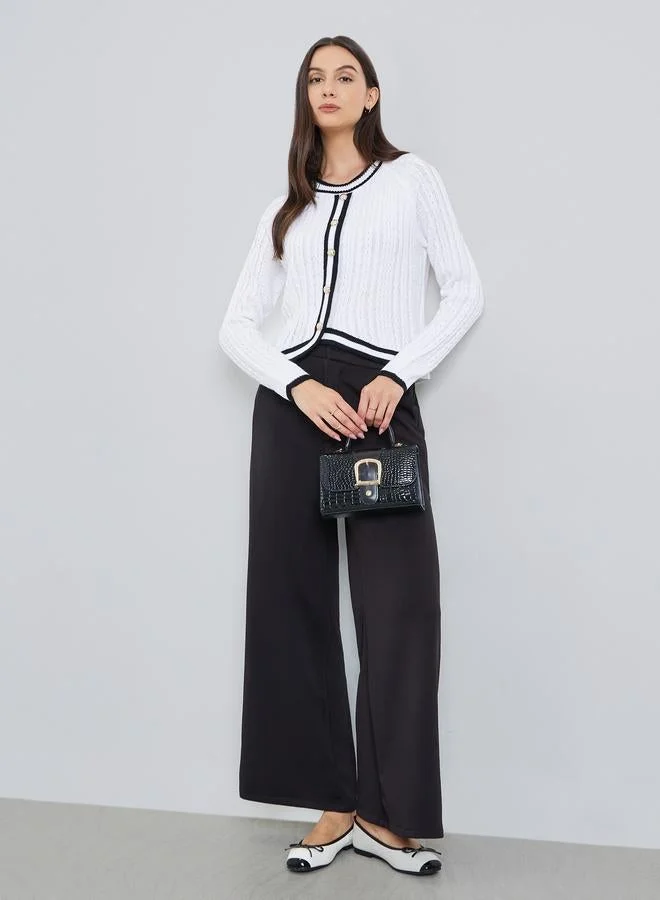 Take Two White Knit Buttoned Cardigan