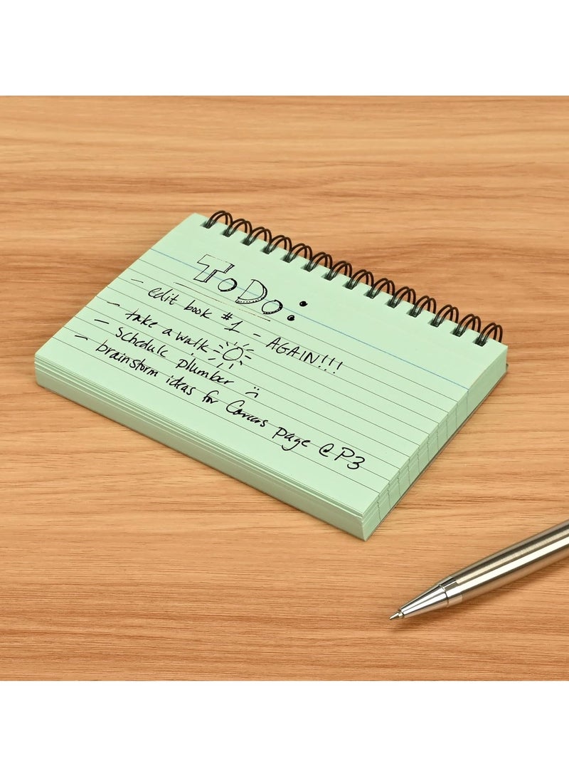 FIS® Ruled Record Cards, Size:5"x3" Inches (127x76mm), Double Loop Spiral Binding, Two Sides Single Ruled, 180gsm, Perforated, 50 Sheets Per Pad, Packet of 3 Pieces, Green Color-FSIC53-180SPGR-3 - Image 2