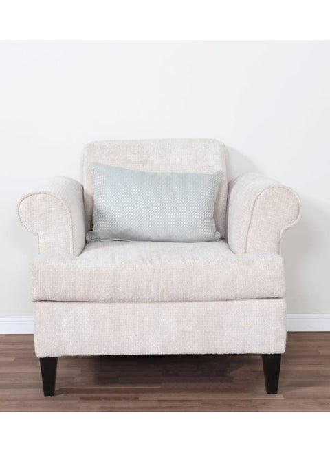 A chair with an American design, boucle fabric, in addition to wooden legs and a seat that can be easily removed for relaxation and reading in the living room or bedroom