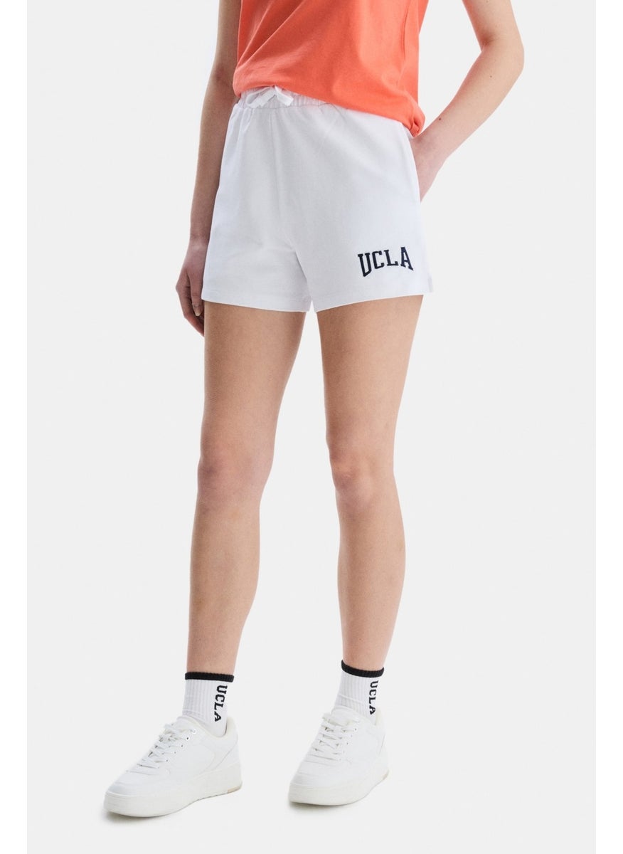 UCLA Rosa White Oversize Embroidered Oversize Women's Knitted Shorts  - Image 3