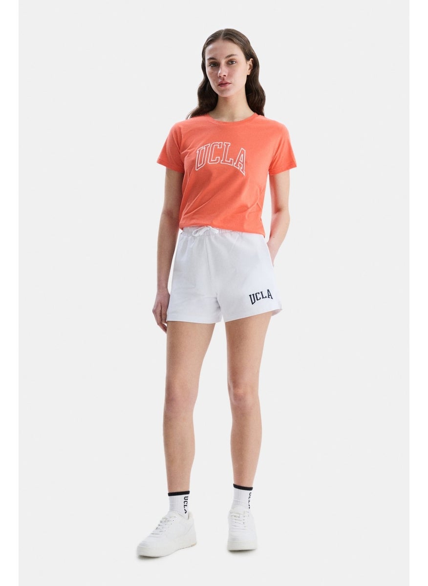 UCLA Rosa White Oversize Embroidered Oversize Women's Knitted Shorts  - Image 1